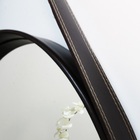 Espelho Redondo Decorativo Com Moldura Alça De Couro 60cm Café