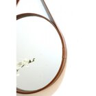 Espelho Redondo Decorativo Com Moldura Alça De Couro 60cm Car