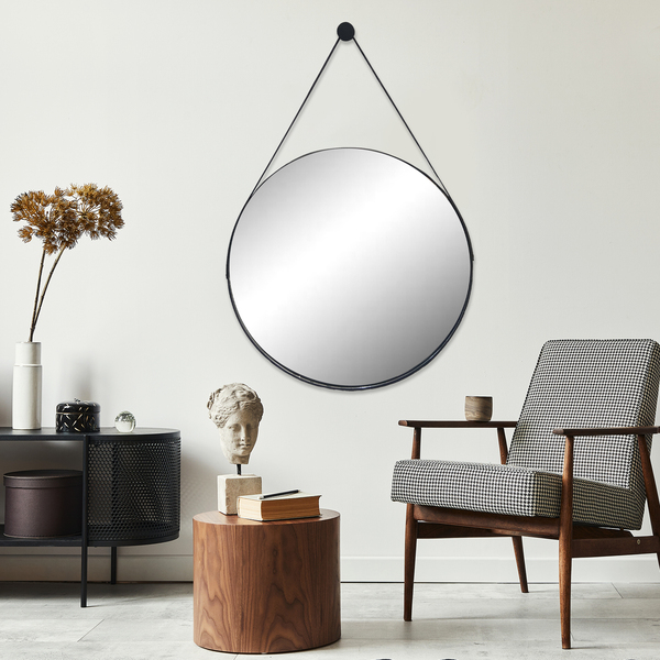 Espelho Redondo Decorativo Escandinavo Adnet  40cm + Suporte