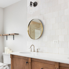 Espelho Redondo Decorativo Vidro Lapidado Com Moldura Dourada