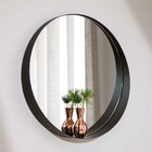 Espelho Redondo Em Metal Preto 60x60 - Indo Decorar