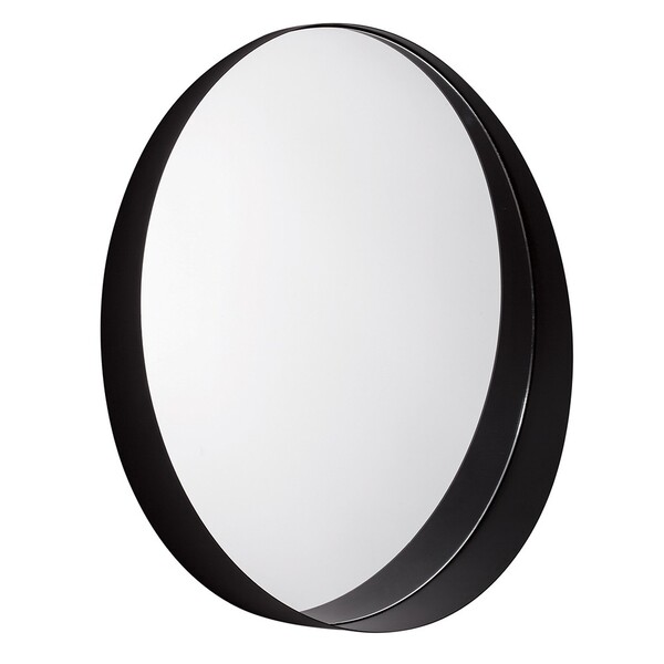 Espelho Redondo Em Metal Preto 60x60 - Indo Decorar