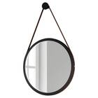 Espelho Redondo Flora Com Alça 54 Cm Preto Bnn Decor