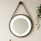 Espelho Redondo Iluminado 40cm Com Alça Touch 2 Leds Adnet Re