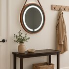 Espelho Redondo Iluminado 50cm Cobre Com Alça Touch 2 Led Adn