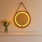 Espelho Redondo Iluminado 50cm Cobre Com Alça Touch 2 Led Adn