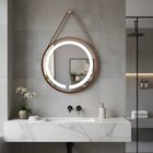 Espelho Redondo Iluminado 50cm Cobre Com Alça Touch 2 Led Adn