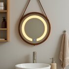 Espelho Redondo Iluminado 50cm Cobre Com Alça Touch 2 Led Adn