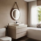 Espelho Redondo Iluminado 50cm Touch 2 Leds Com Alça Adnet Re