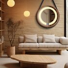 Espelho Redondo Iluminado 60cm Com Alça Touch 2 Leds Adnet Re