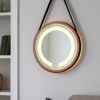 Espelho Redondo Iluminado 60cm Com Alça Touch 2 Leds Adnet Re