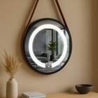 Espelho Redondo Iluminado 60cm Com Alça Touch 2 Leds Adnet Re