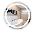 Espelho Redondo Jateado Iluminado Com Led Frio Frontal 70cm