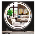 Espelho Redondo Jateado Iluminado Com Led Frio Frontal 70cm