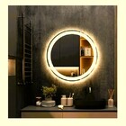 Espelho Redondo Jateado Iluminado Com Led Quente Frontal 70cm