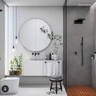 Espelho Redondo Lapidado Prata Cristal - 50cm