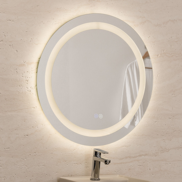 Espelho para Banheiro Redondo com LED 127V (110V) Antiembaçante 60cm Camellia Dna Lustres