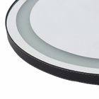 Espelho para Banheiro Redondo com LED Frontal Bivolt Moldura Preta 60cm Couro VB Cristais