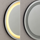 Espelho para Banheiro Redondo com LED Frontal Bivolt Moldura Preta 60cm Couro VB Cristais