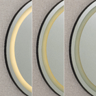 Espelho para Banheiro Redondo com LED Frontal Bivolt Moldura Preta 80cm Couro VB Cristais