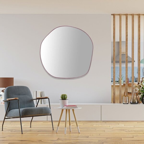 Espelho Redondo Orgânico Com Moldura Em Mdf 100cm Decore Pron