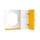 Espelho Redondo Para Banheiro Com Armário Amarelo