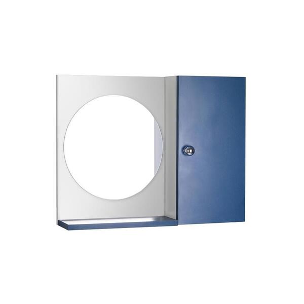 Espelho Redondo Para Banheiro Com Armário Azul