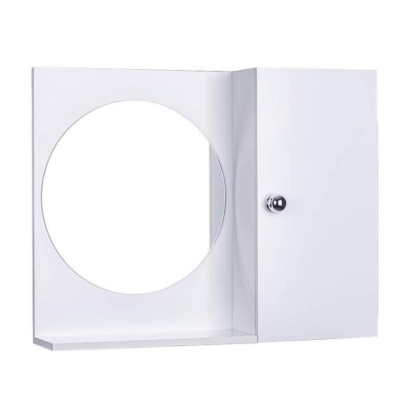 Espelho Redondo Para Banheiro Com Armário Branco