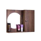 Espelho Redondo Para Banheiro Com Armário Cor Madeira Escura