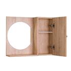 Espelho Redondo Para Banheiro Com Armário Madeira Clara