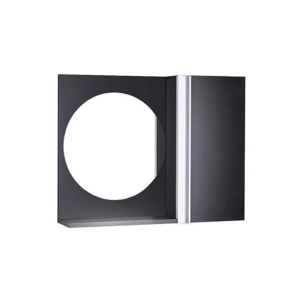 Espelho Redondo Para Banheiro Com Armário Preto Com Barra Ver