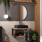 Espelho Redondo Para Banheiro E Lavabo 58cm  - Fabribam Preto