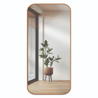 Espelho Retangular 110x53cm Com Borda Em Couro Caramelo Decor