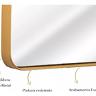 Espelho Retangular 70x50cm Moldura Alumínio Dourado
