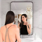 Espelho Retangular 70x50cm Moldura Alumínio Preto