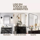 Espelho Retangular 70x50cm Moldura Alumínio Preto