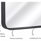 Espelho Retangular 70x50cm Moldura Alumínio Preto