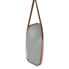 Espelho Retangular Com Alça De Couro - Bronze 64,8 Cm