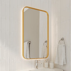 Espelho para Banheiro Retangular com LED Bivolt Moldura Dourada 56x96cm Fabi Darabas Agardi