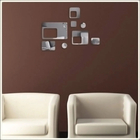 Espelho Retângulos Vazados E Círculos Para Decoração