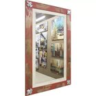 Espelho Rústico Com Moldura 67cm X 87cm Decore Pronto Vermelh