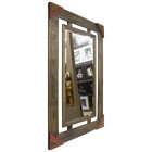 Espelho Rústico Com Moldura Vazada E Apliques 87cm X 107cm De