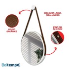 Espelho Suspenso Redondo Branco Com Alça Caramelo 30cm Decora