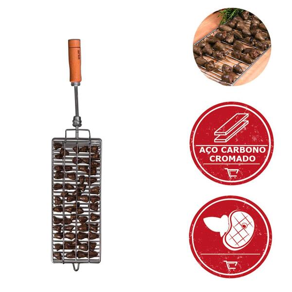Espeto Grelha Churrasqueira Para Coração De Galinha Frango Em