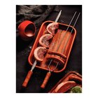 Espeto Para Churrasco 75cm Lamina De Aco Inox E Cabo De Madei