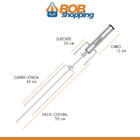 Espeto Triplo Giratório A Pilhas Para Churrasco 80 Cm Em Aço