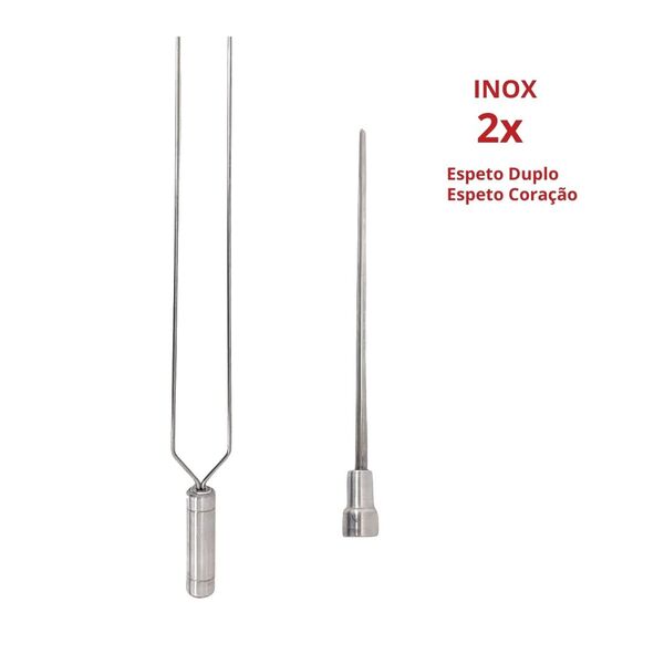 Espetos De Inox Lâmina 60cm Para Churrasco Duplo E Coração