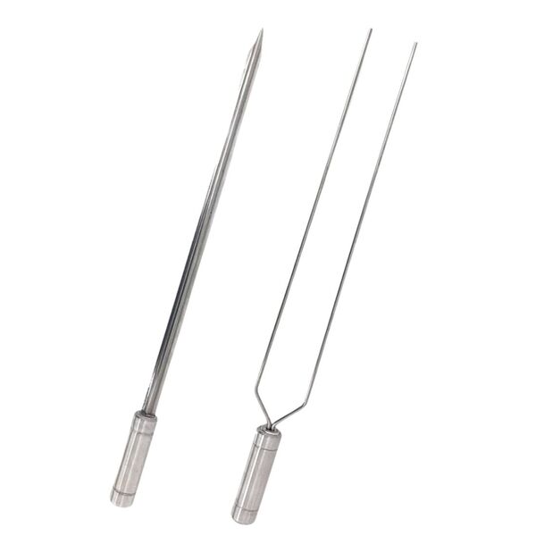 Espetos Para Churrasco Inox Duplo E Espada Lâmina 40cm