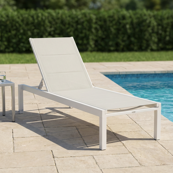 Espreguiçadeira em Alumínio Reclinável com 4 Posições 102x65x199cm Branco Aquila Naterial