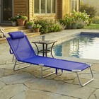 Espreguiçadeira em Alumínio Reclinável 4 Posições com Almofada 31,5x56,5x220cm Azul Mor